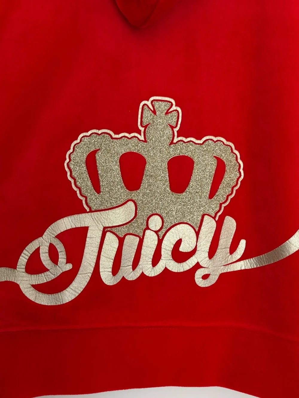 Juicy Couture Velour Track Jacket Hoodie Red Gold Crown Y2K Loungewear Comfy XXL